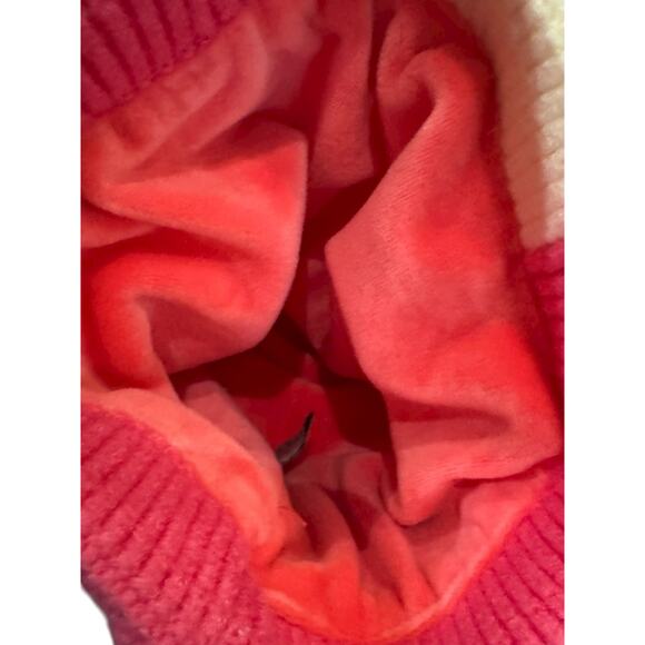 C.C Kids Pink White Smiley Face Fur Pom Pom Cap Hat Beanie OS - Picture 6 of 6